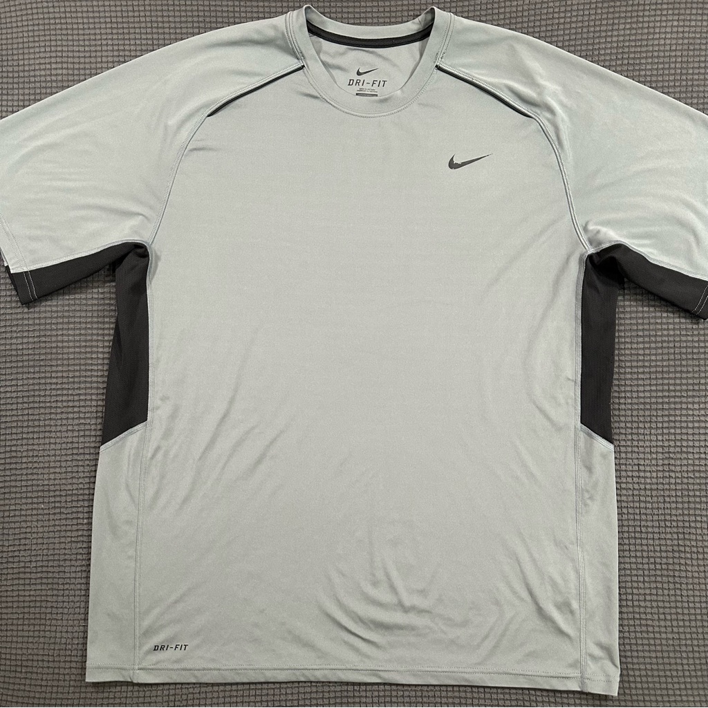 Nike Dri Fit Shirt Gray Short Sleeve Athletic Performance Tee Xl
